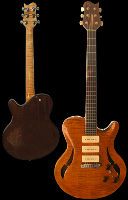 Basone carved top guitar single cut away, front and back